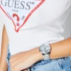 Multifunctioneel horloge in zilverkleur met strass-steentjes Multifunctioneel horloge in zilverkleur met strass-steentjes