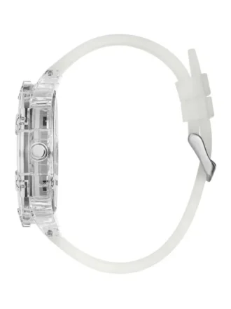 Multifunctioneel horloge met regenboogmozaïek en witte siliconen band