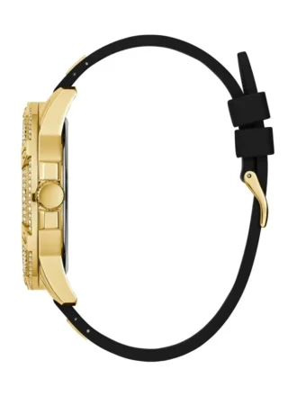 Multifunctioneel horloge met uitgesneden goudkleurige en zwarte siliconen band