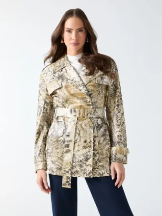 Natalie korte trenchcoat met print