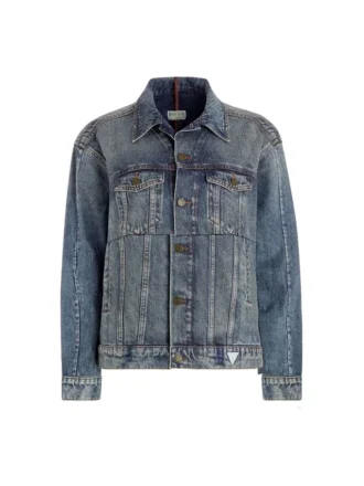 Oversized denimjas met patchwork