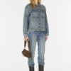 Oversized denimjas met patchwork