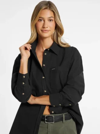 Oversized overhemd met lange mouwen en zakken