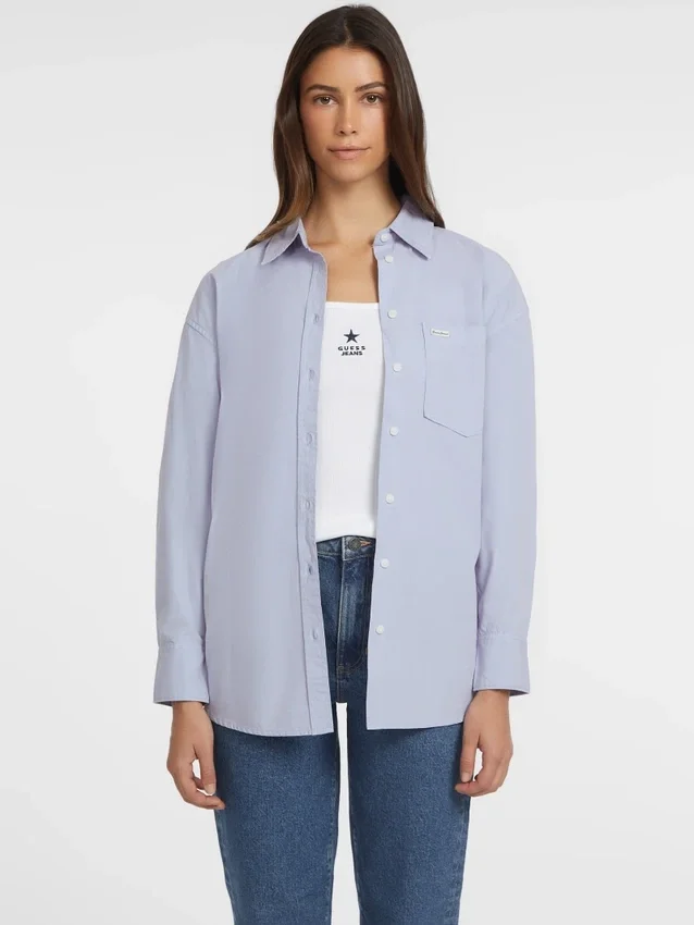 Oversized overhemd met lange mouwen en zakken Oversized overhemd met lange mouwen en zakken