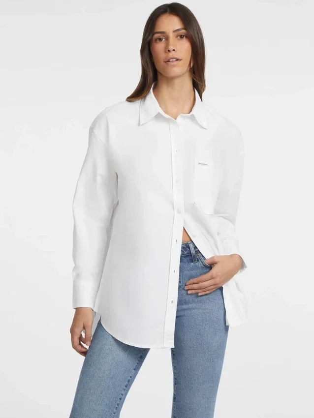 Oversized overhemd met lange mouwen en zakken Oversized overhemd met lange mouwen en zakken