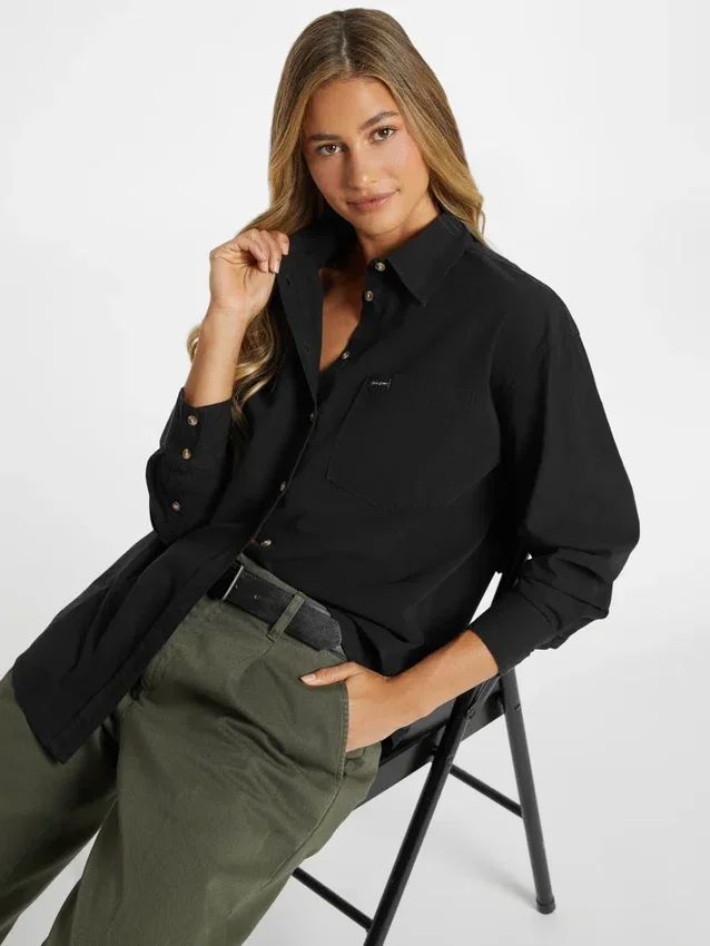 Oversized overhemd met lange mouwen en zakken Oversized overhemd met lange mouwen en zakken
