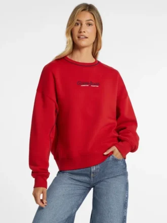 Oversized sweatshirt met contrasterende biezen en logo