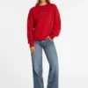 Oversized sweatshirt met contrasterende biezen en logo Oversized sweatshirt met contrasterende biezen en logo