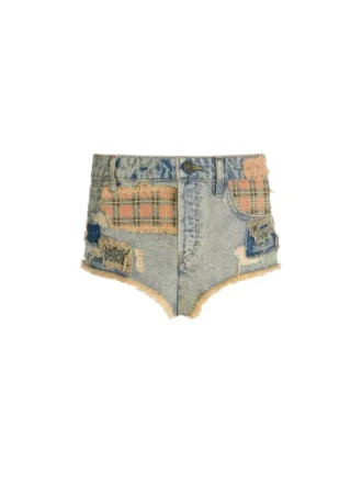 Patchwork-shorts met verouderde look