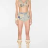 Patchwork-shorts met verouderde look