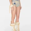 Patchwork-shorts met verouderde look