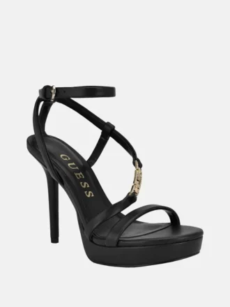 Platformhakken met strass-kettinglogo