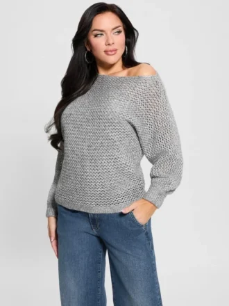 Poa metallic off-shoulder trui