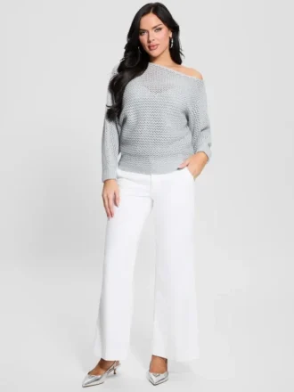 Poa metallic off-shoulder trui