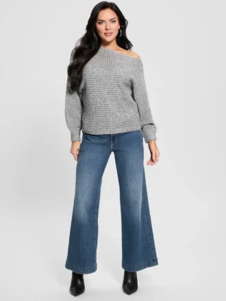 Poa metallic off-shoulder trui