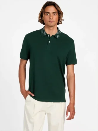 Polo met eco-jacquardlogo op de kraag