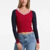 Raglan-trui met V-hals