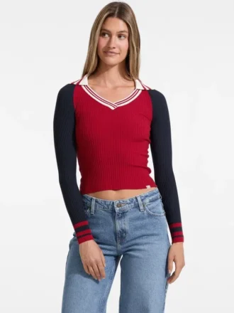 Raglan-trui met V-hals