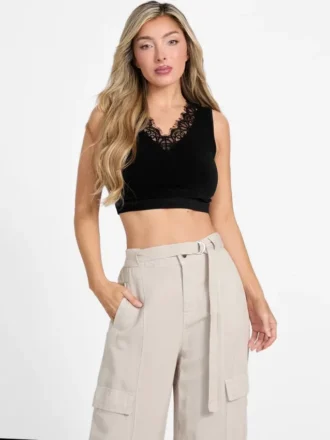 Raquel naadloze crop top met kanten rand