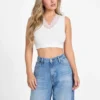 Raquel naadloze crop top met kanten rand