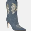 Rasima Blauwe denim enkellaarsjes