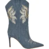 Rasima Blauwe denim enkellaarsjes