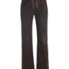 Rechte denim broek met vetersluiting Rechte denim broek met vetersluiting