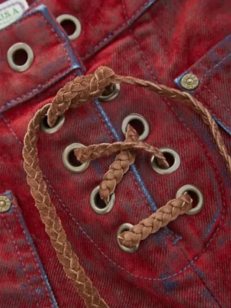 Rechte denim broek met vetersluiting