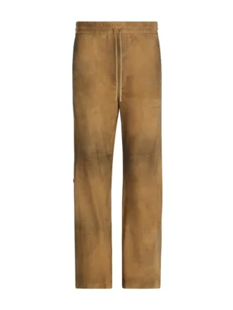 Relaxed broek van suède met drukknopen