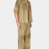 Relaxed broek van suède met drukknopen Relaxed broek van suède met drukknopen