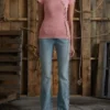 Denim broek met oogjes en lage taille