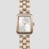 Roségoudkleurig analoog horloge met vierkant wijzerplaat en textuur Roségoudkleurig analoog horloge met vierkant wijzerplaat en textuur