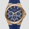 Roségoudkleurig en blauw multifunctioneel horloge Roségoudkleurig en blauw multifunctioneel horloge