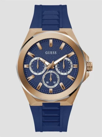 Roségoudkleurig en blauw multifunctioneel horloge