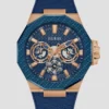 Roségoudkleurig en blauw multifunctioneel horloge Roségoudkleurig en blauw multifunctioneel horloge