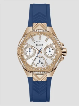 Roségoudkleurig en blauw multifunctioneel horloge