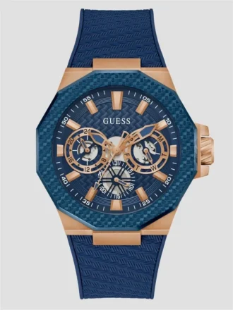 Roségoudkleurig en blauw multifunctioneel horloge