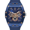 Roségoudkleurig en blauw multifunctioneel siliconenhorloge