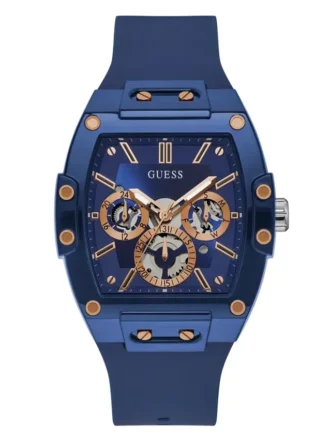 Roségoudkleurig en blauw multifunctioneel siliconenhorloge