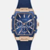 Roségoudkleurig en blauw multifunctioneel siliconenhorloge