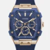 Roségoudkleurig en blauw multifunctioneel siliconenhorloge