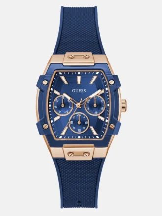 Roségoudkleurig en blauw multifunctioneel siliconenhorloge