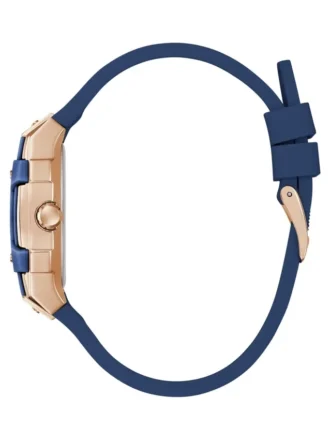 Roségoudkleurig en blauw multifunctioneel siliconenhorloge