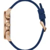 Roségoudkleurig en blauw siliconen chronograafhorloge