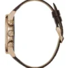 Roségoudkleurig en bruin lederen multifunctioneel horloge Roségoudkleurig en bruin lederen multifunctioneel horloge