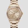 Roségoudkleurig en kristallen multifunctioneel horloge Roségoudkleurig en kristallen multifunctioneel horloge