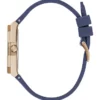 Roségoudkleurig en marineblauw siliconen analoog horloge