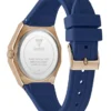 Roségoudkleurig en marineblauw siliconen analoog horloge