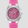 Roze en zilverkleurig multifunctioneel horloge