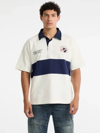 Rugbypolo met logo en korte mouwen